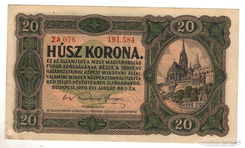 20 korona 1920 2. sorszám között pont