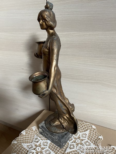 Art Nouveau statue with candlestick