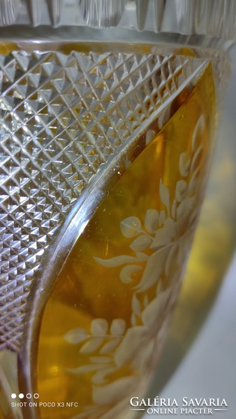 Antik Art Deco  kristály öblös üveg váza ritka minta most alacsony áron! Kiváló ajándék!