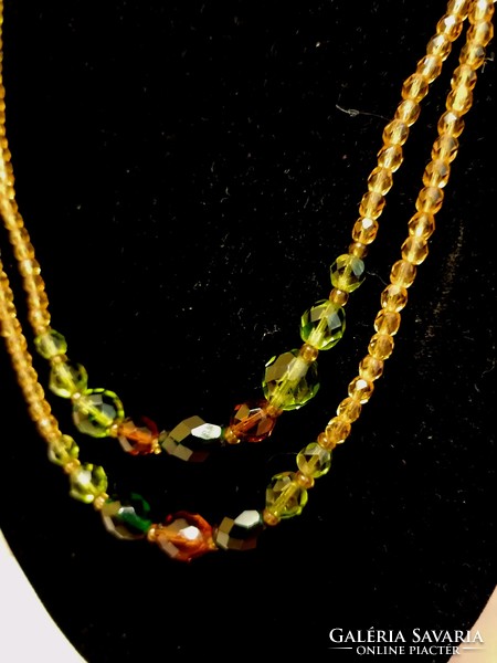 Rare vintage crystal/glass necklace with sparkling, faceted eyes, 2 rows