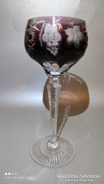 Bordó boros marsala mintás csiszolt kristály pohár