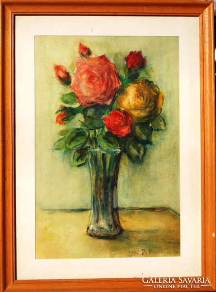 D. B.: Rózsacsokor, 1962 - akvarell, keretezve