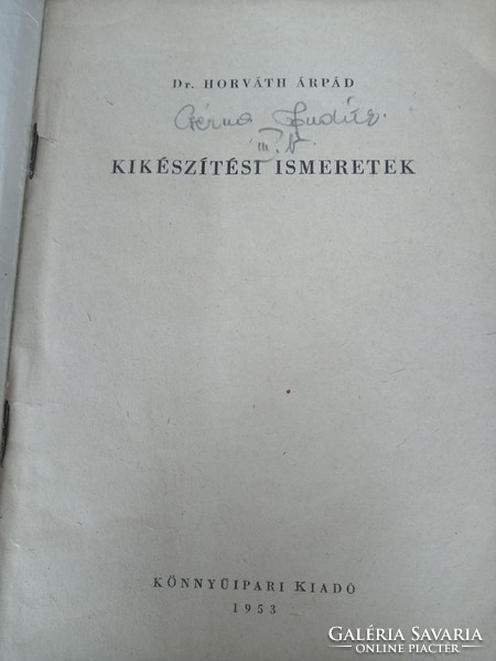 1953-as kikészítési ismeretek könyv