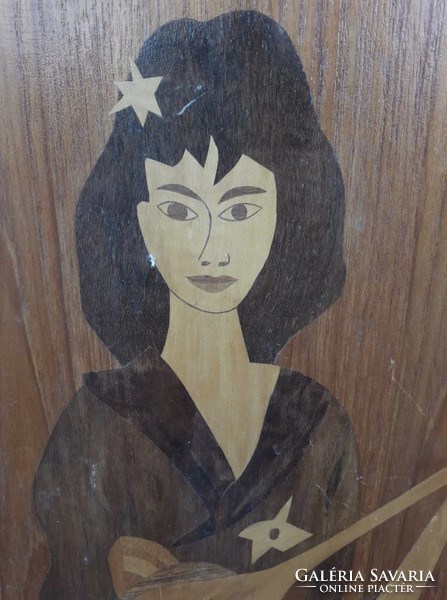 Marquetry picture, Japanese lady.