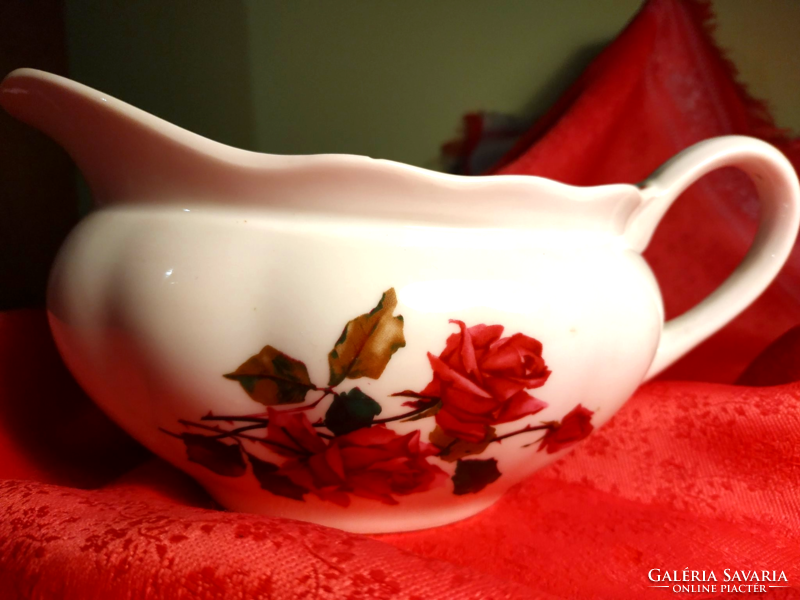 Meseszép rózsás porcelán szószos kínáló tál