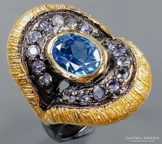 Kék topáz ezüst gyűrű