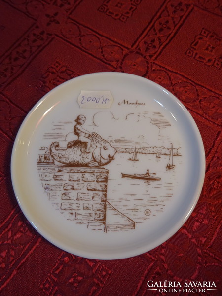 German porcelain mini wall plate with a view of Lake Maschsee. He has!