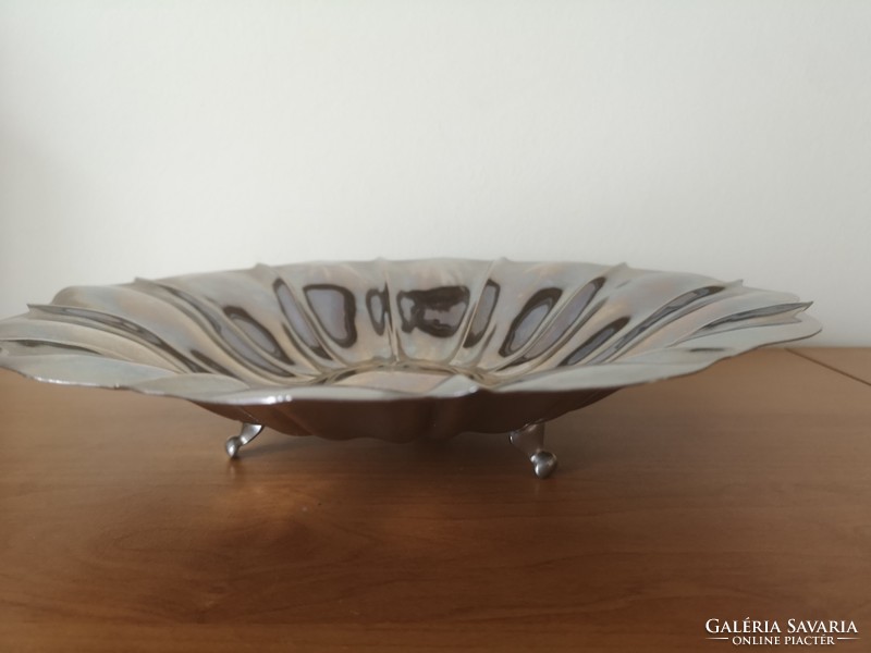 Flower-shaped, 3-foot large metal bowl, table serving, fruit bowl