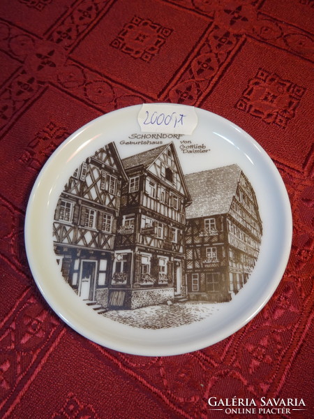 German porcelain mini wall decoration with a view of Schorndorf, diameter 9.8 cm. He has!