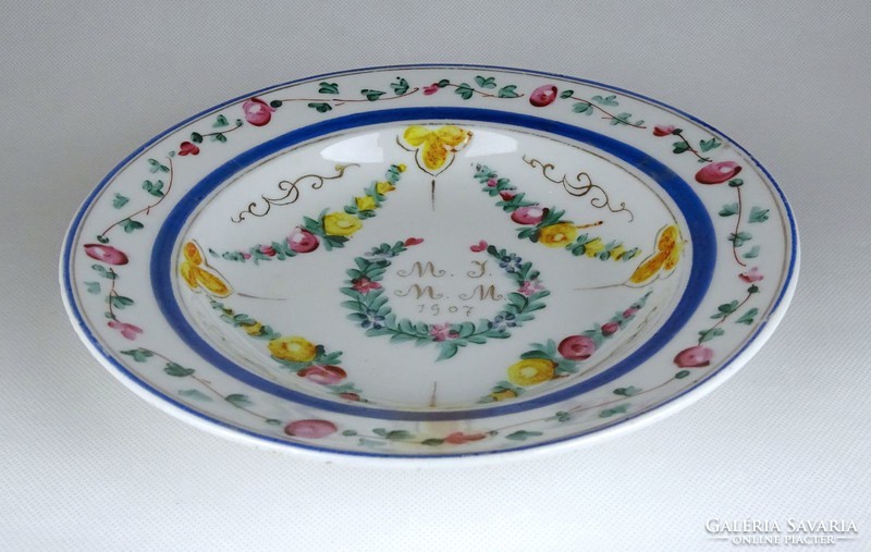 1G584 Egyedi esküvői évszámos porcelán emléktányér 1907