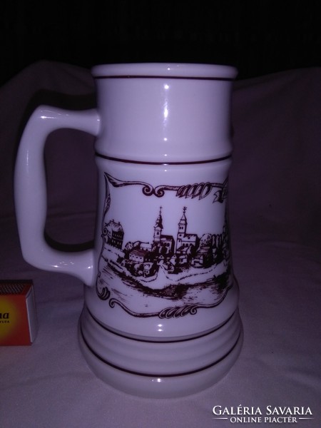Great Plain porcelain beer mug with Hódmezővásárhely inscription and view