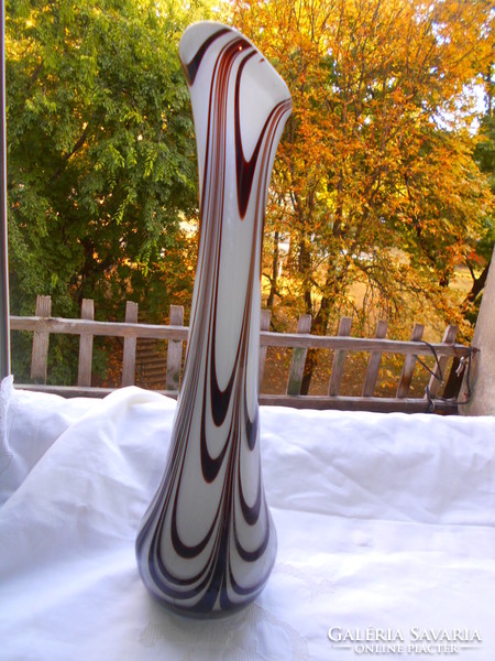 Large glass vase - made of two-colored glass, 37 cm
