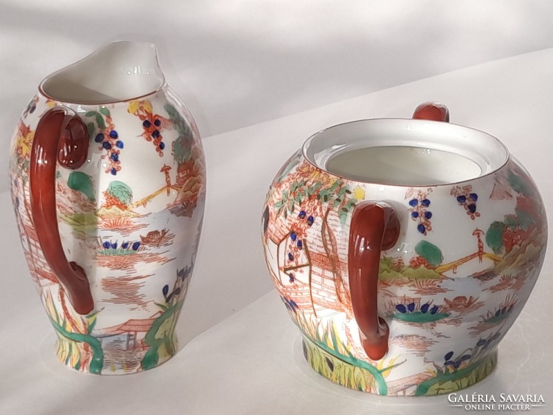 Viktoria japán porcelán kávés készlet kézi festéssel