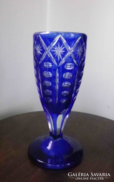 Kék, nehéz kristály váza