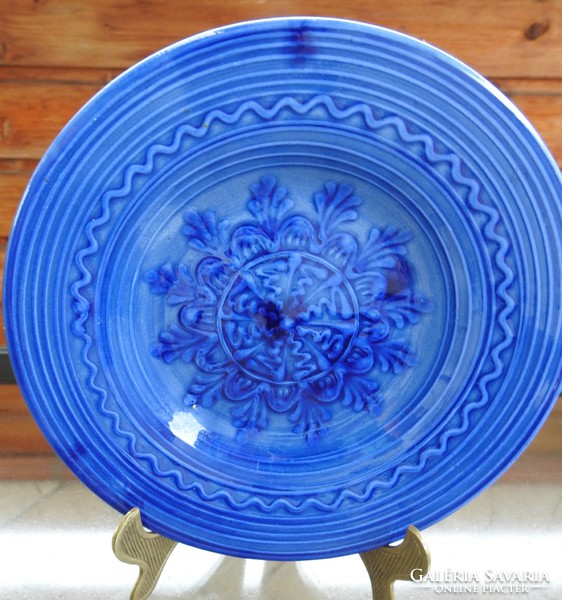 Barakonyi István - Hévíz - mázas kék fali kerámia tányér