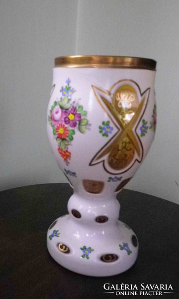 Bohemia Bieder stil. dúsan festett,  hibátlan, régi váza