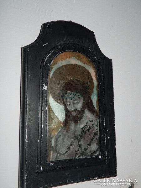 Antik Jézus ábrázolás - tűzzománc falikép