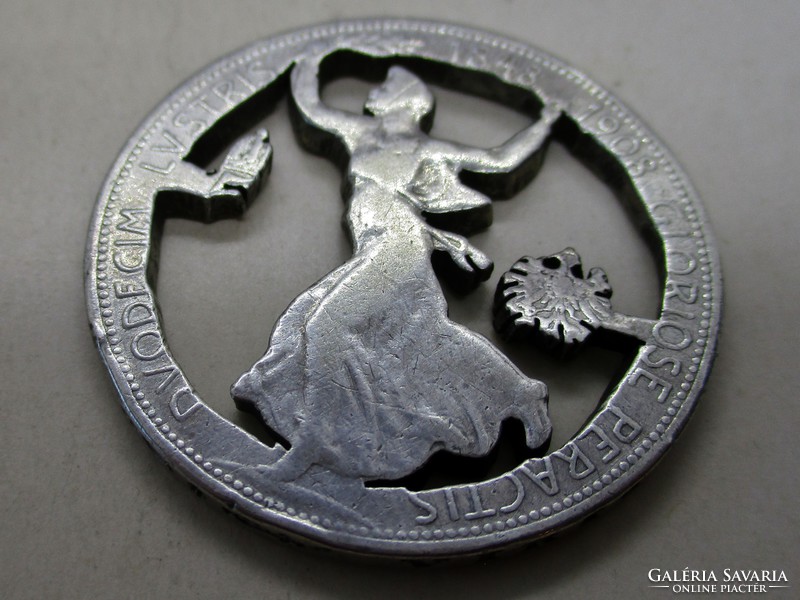 Made of a beautiful old silver pendant coin, the coin was issued in 1908