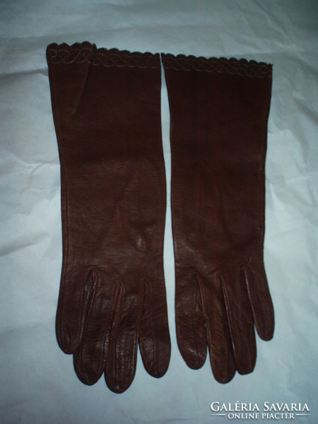 Vintage brown suede women's gloves