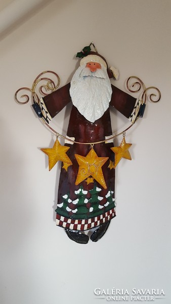 Metal Santa, door decoration with stars