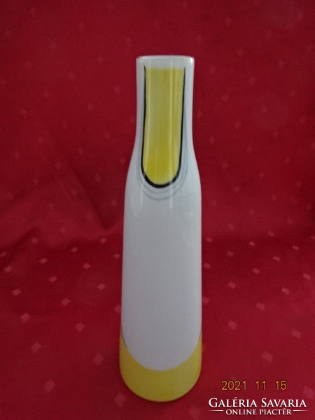 Hollóház porcelain vase, yellow and white in color, height 25.5 cm. He has!