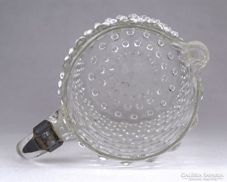 0G134 Antik fújt üveg bütykös kancsó 1850 körüli darab 19 cm