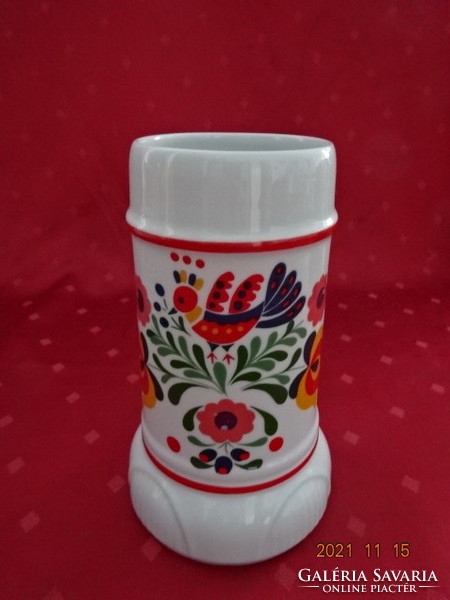 Hollóház porcelain beer mug with folk motif, height 17.5 cm. He has!