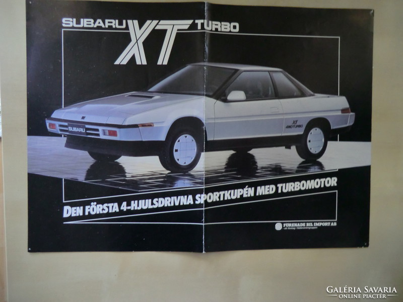 1970-es évekből Gyűjtőknek autó poszter Subaru XT 4 WD TURBO 42X29 CM