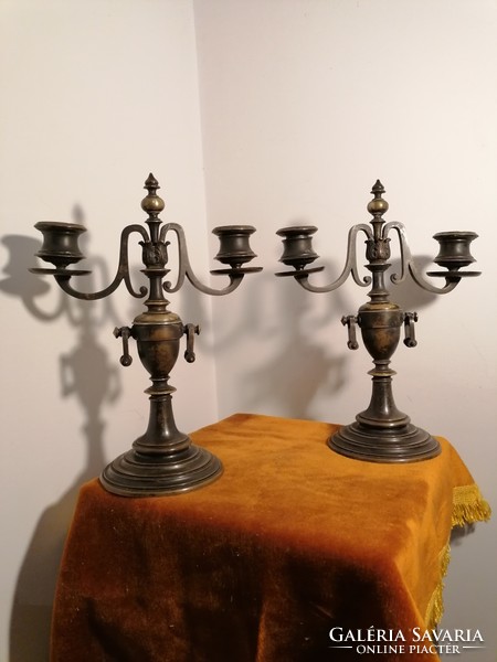 Pair of antique bronze candlesticks