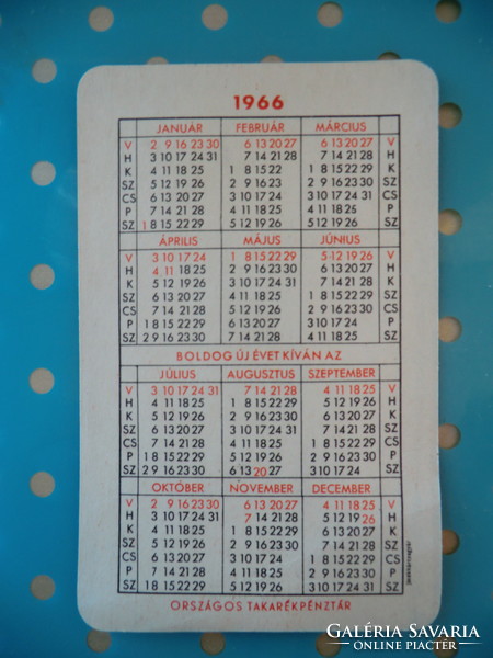 National Savings Bank otp 1966 card calendar is flawless