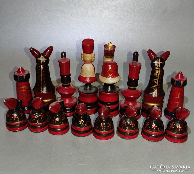 Vintage extreme rare handmade carved chess set without blackboard German '60s