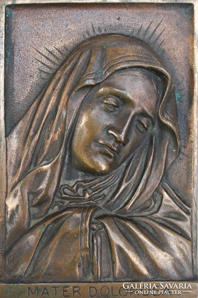 Szűz Mária (Mater Dolorosa) bronz plakett   AJÁNDÉKNAK IS!