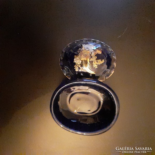 Kobaltkék arany dìszìtése gyűrűtartó bonbonier