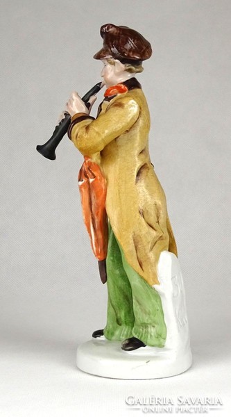 1G606 Régi Carl Scheidig Grafenthal porcelán klarinétozó férfi szobor 18 cm