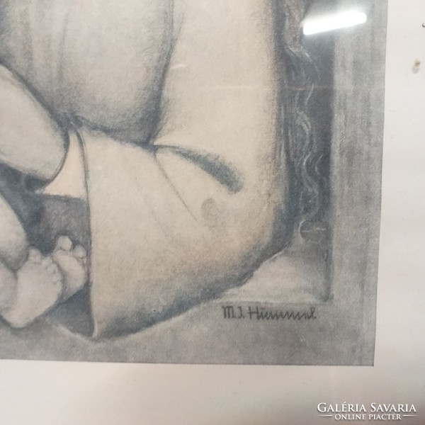 Régi M.I. Hummel Madonna Gyermekével Szentkép,Kép,Nyomat.Grafika.