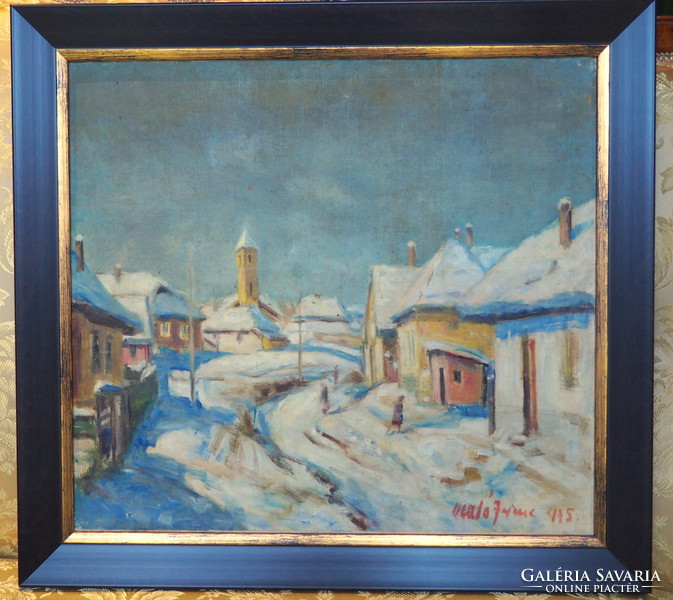 Ferenc Viszló 1935: winter village street
