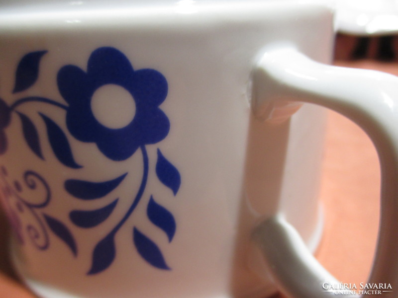 Kék virágos Zsolnay bögre, csésze