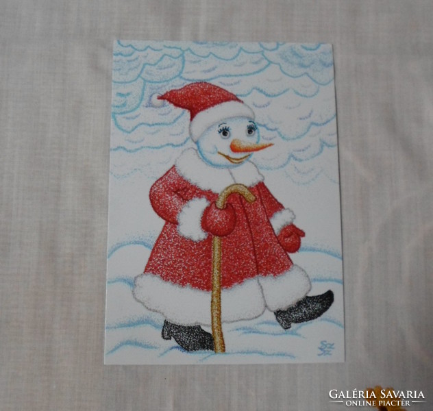 Művészi képeslap 1.: tél, hóember