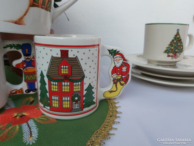 Beautiful winter Christmas cocoa mugs mug Santa Claus teddy bear tuned to the holidays nostalgia