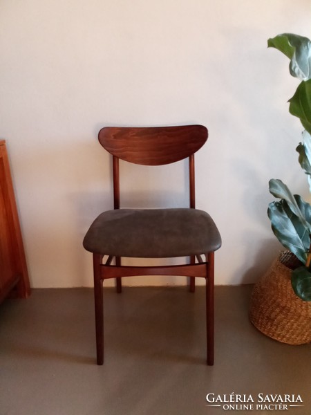 Mid century chair, renovated with genuine leather, even in pairs.