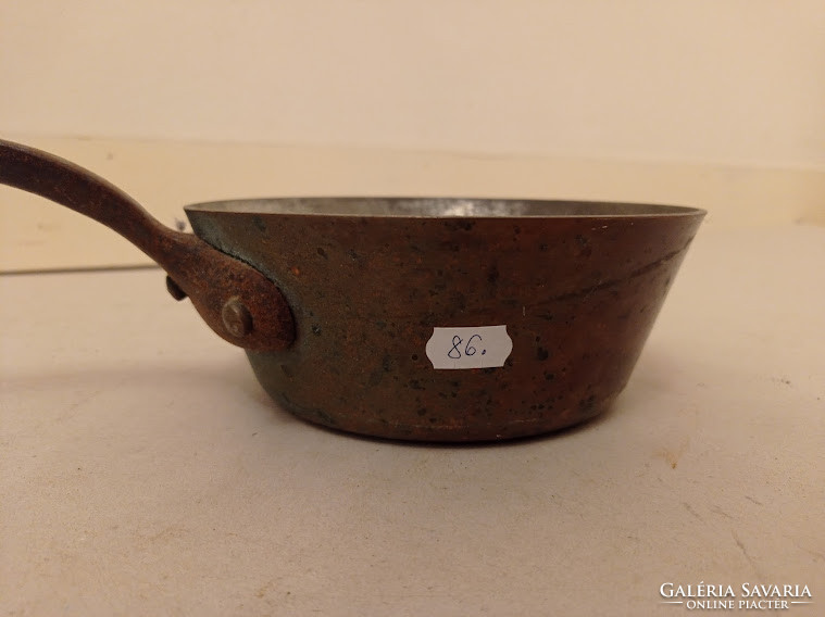 Antique kitchen utensil thick-walled tinned copper red copper handle pan 4742