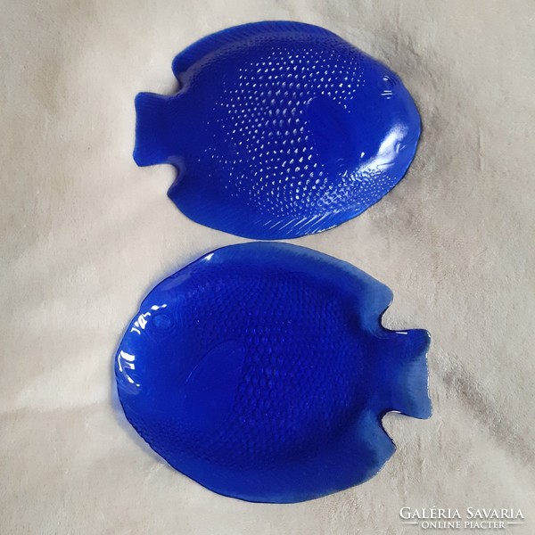 Vintage fish-shaped glass bowl, offering 2 pieces + 1 small bowl gift