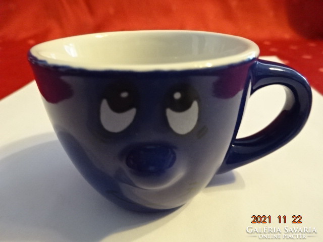 Ceramic blue coffee cup with a diameter of 6 cm. He has!