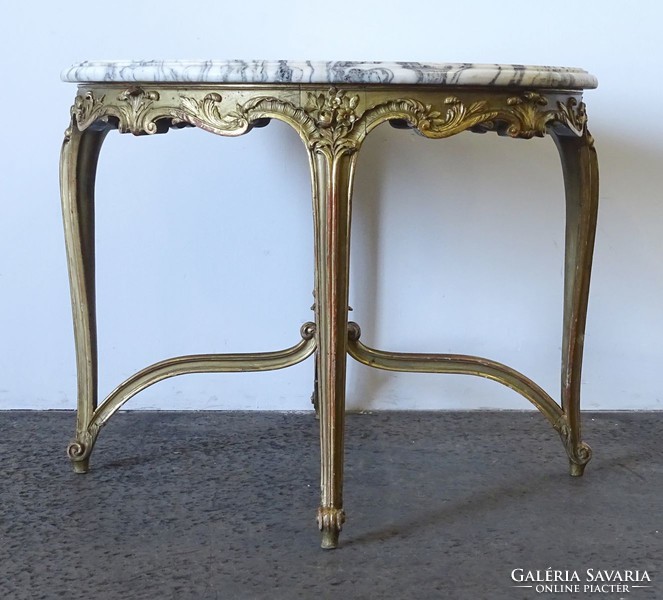 1G692 antique castle furniture gilded marble round table coffee table