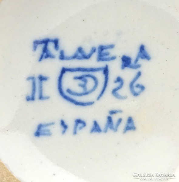 1G705 Jelzett spanyol Talavera kerámia váza 14 cm