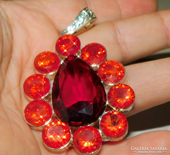 Ruby red crystal drop pendant