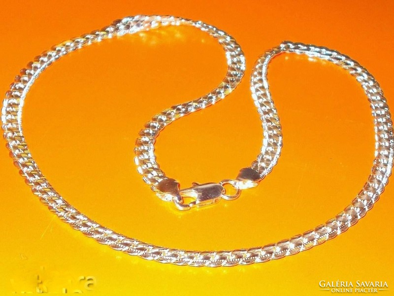 Braided like. Prestigious marked 925 stuffed silver necklace 52 cm and 0.5 Cm