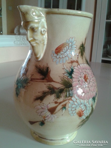 Zsolnay devil's head family sealed ceramic jug