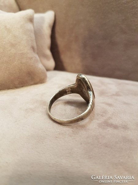 Antik ezüst gyűrű, ónix kővel