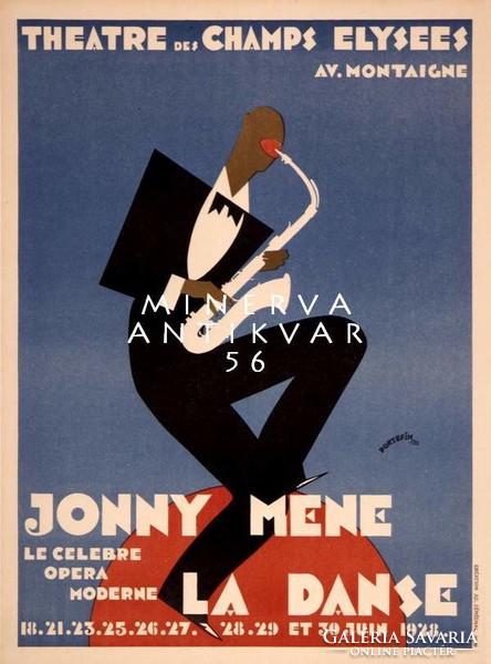 Art deco jazz fesztivál koncert zene zenész szaxofon szmokingos férfi Vintage reklám plakát reprint
